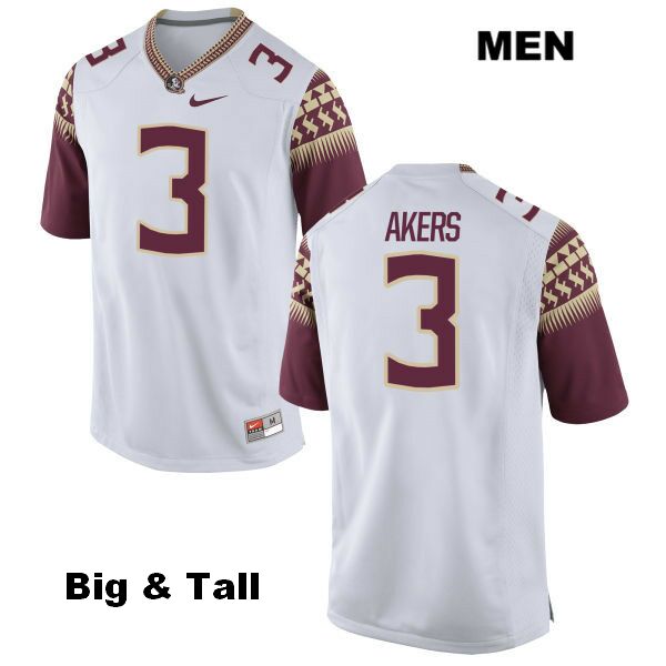 Men's NCAA Nike Florida State Seminoles #3 Cam Akers College Big & Tall White Stitched Authentic Football Jersey PQI4669SM